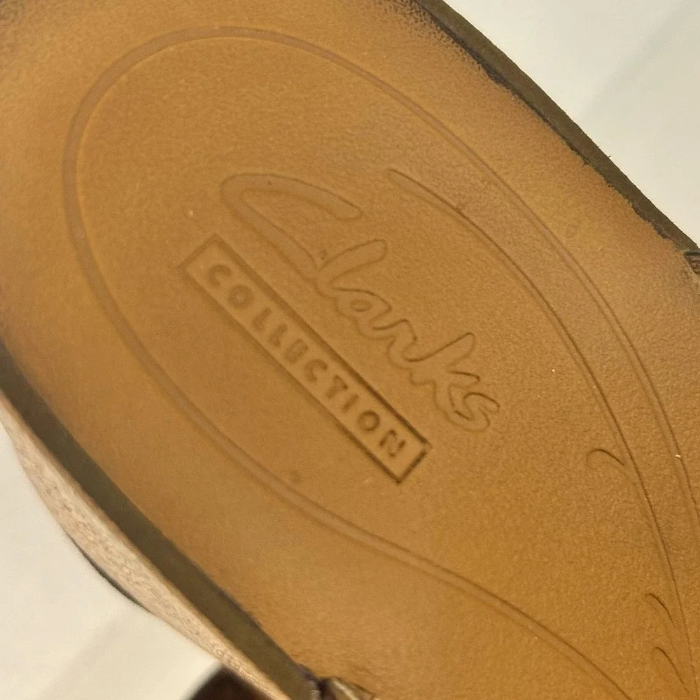 Clarks‎ Collection Brown Perforated Flip Flop Wedge Sandals Womens 8M